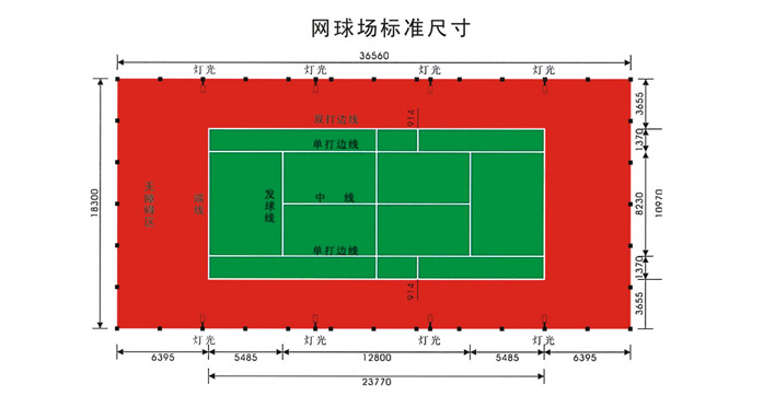标准网球场 平面图图片